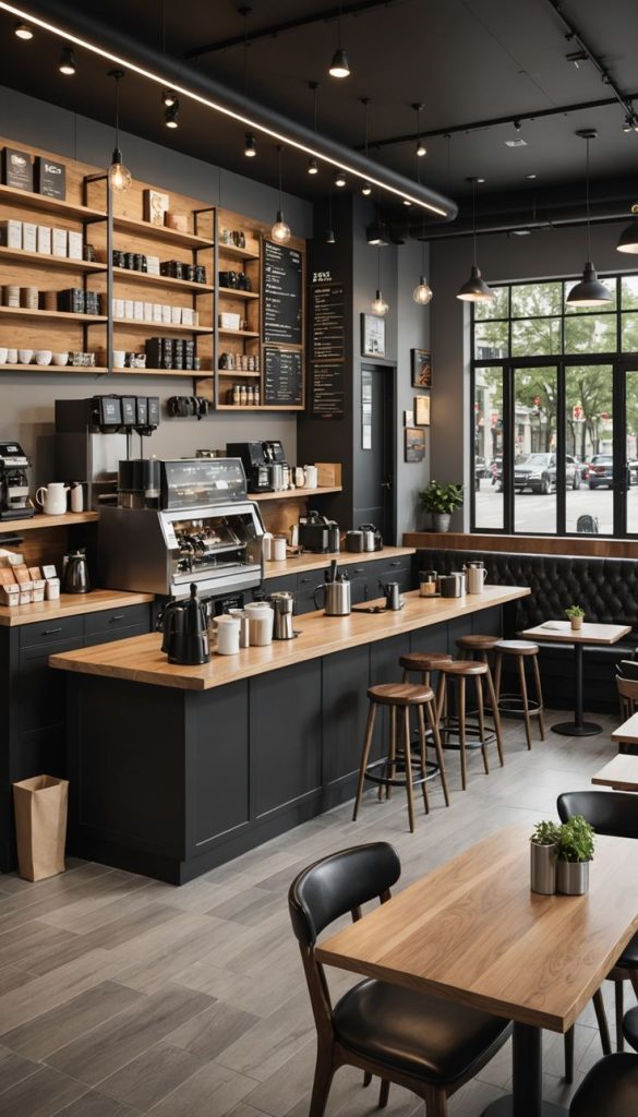 Desain interior cafe ruang barista kecil dengan konsep interior Bali